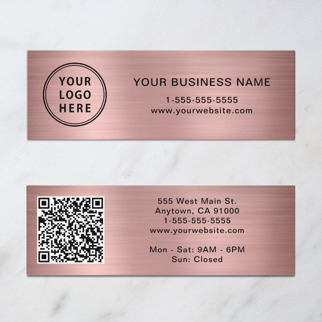 Modern Logotyp QR-kod Rose Gold Mini Visitkort (Modern Logo QR Code Rose Gold Mini Business Card)