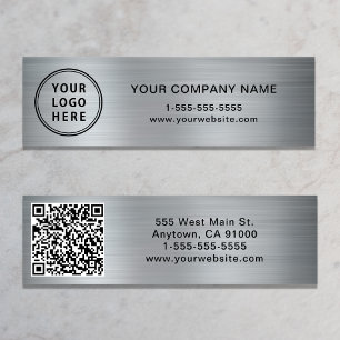 Modern Logotyp QR-kod Silver Mini Visitkort