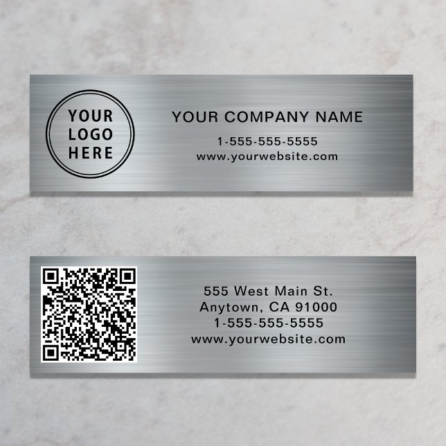 Modern Logotyp QR-kod Silver Mini Visitkort (Skapare uppladdad)