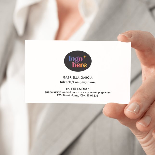 Modern Logotyp QR-kod Vit Visitenkort Visitkort (Front side of card shown in 3.5 x 2.0 inch, add your QR Code on the backside.)