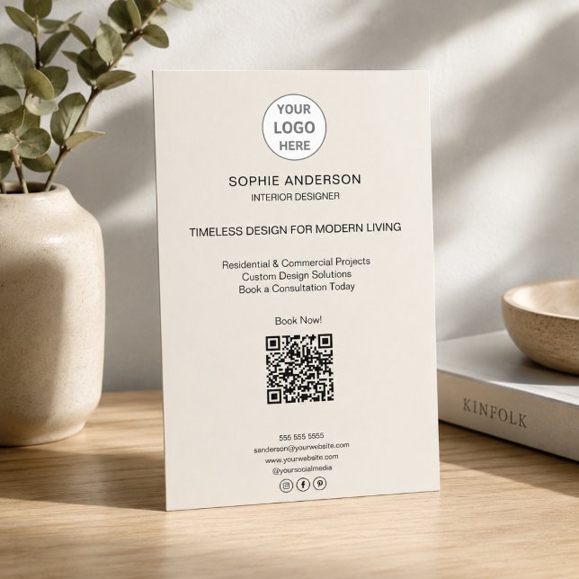 Modern Logotyp QR Minimalistisk Professionell Före Flygblad (Modern Logo QR Minimal Professional Business Flyer)