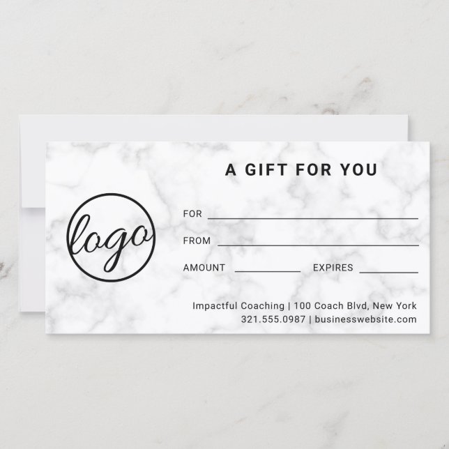 Modern Logotyp Simple Grått Marble Gift Certificat (Framsida)