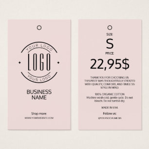 Modern logotyp skärpink klänetikett hängande tag visitkort