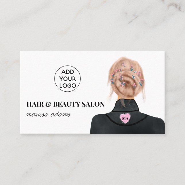 Modern logotyp skönhetsalon mode illustration visitkort (Framsida)
