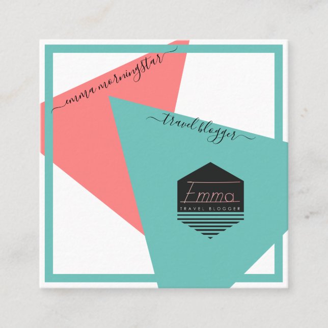 Modern Logotyp Social Media Geometric YOUR FÄRG Fyrkantigt Visitkort (Framsida)