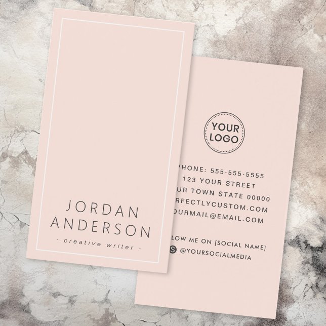 Modern logotyp social-media  rosa affärskort visitkort (Modern logo social media blush pink business cards)