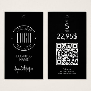 Modern logotyp svart vit QR-kod klädhangtagg Visitkort
