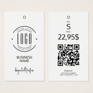 Modern logotyp vit svart QR-kod klädhangtagg Visitkort
