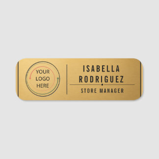 Modern Logotypchef i Borstad Guld Namnbricka