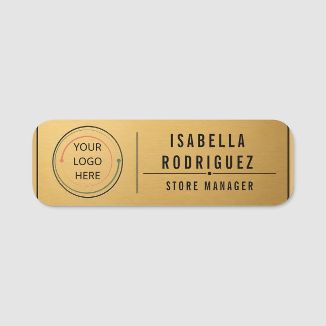 Modern Logotypchef i Borstad Guld Namnbricka (Framsida)