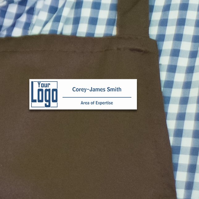 Modern logotypkompetens Klassisk Vit Blå Namnbricka (Modern Logo Expertise Classic White Blue Name Tag)