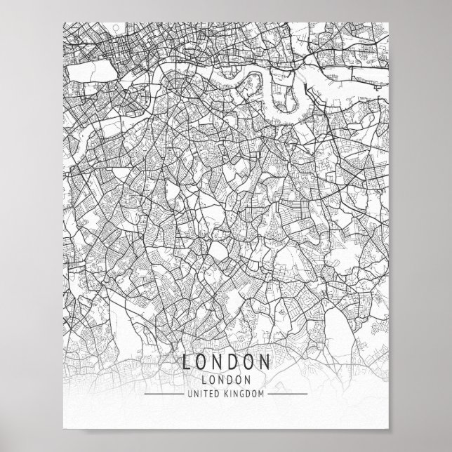 Modern London, England Street Map Poster (Framsidan)