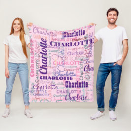 Modern Long Namn Graffiti Rosa Namn Mönster Fleecefilt