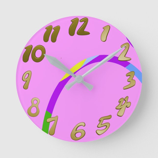 Modern Loops Rosa Magenta Wall Clock Rund Klocka (Framsida)