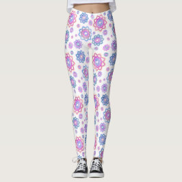 Modern Lotus Flower Rosa Pastel Grönt Leggings