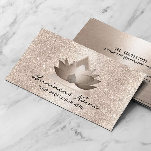 Modern Lotus Logotyp Elegant Ro Guld Glitter Visitkort