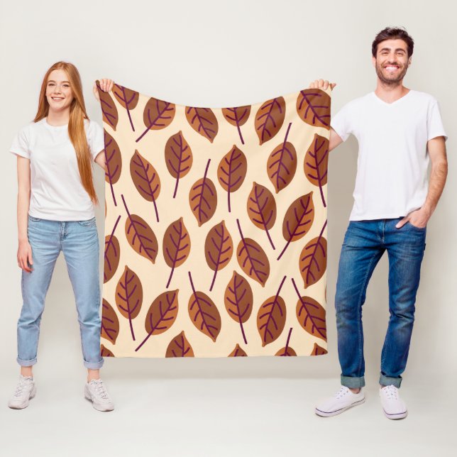 Modern LÖV BEIGE Fleecefilt (På plats)