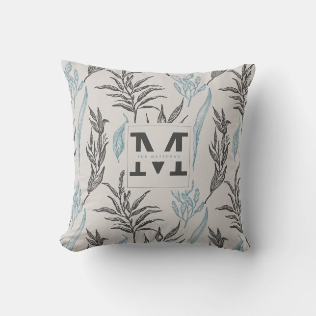 Modern Löv Mönster Cream Brown Anpassningsbar Mono Kudde (Framsida)