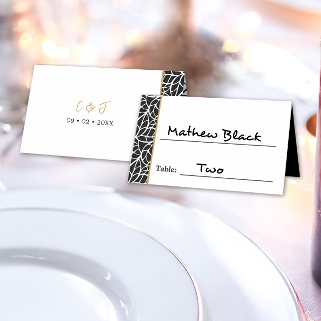 Modern Löv Mönster Gräns Placeringskort (Modern Leaves Pattern Border Place Card)