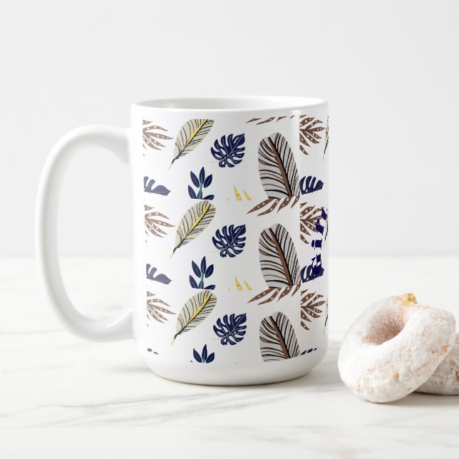 Modern Löv Mönster Kaffemugg (Med munk)