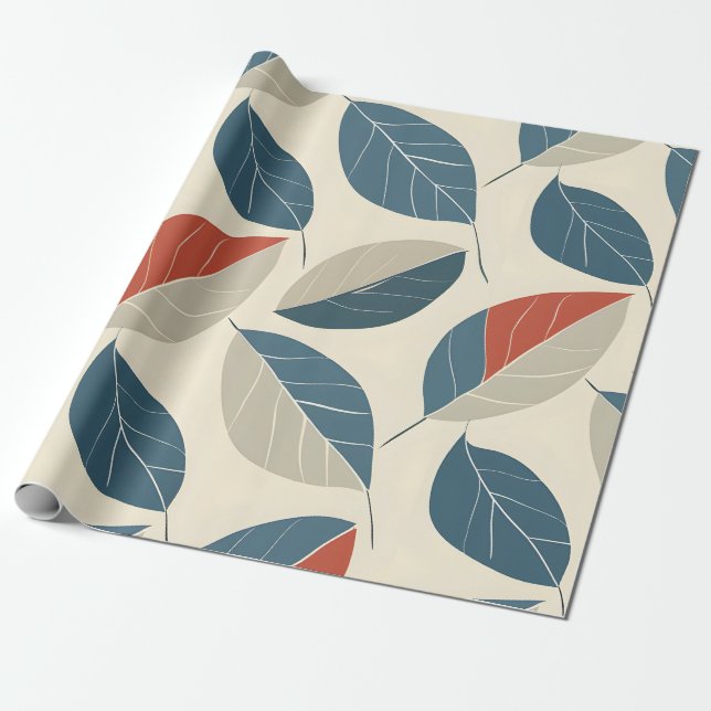 Modern Löv Motif Presentpapper (Utrullad)