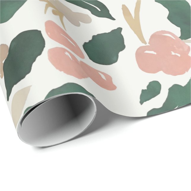 Modern löv och bär med vattenfärg presentpapper (Rullad Hörn)