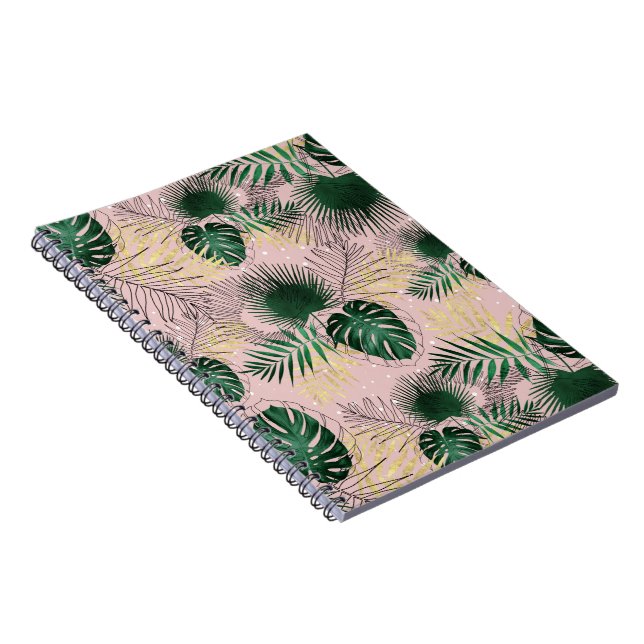 Modern löv- och dammdesign i guld anteckningsbok (Högra Sidan)