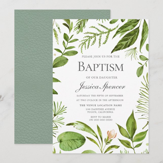 Modern Löv-utandningsaptism Inbjudan (Fram/baksida)