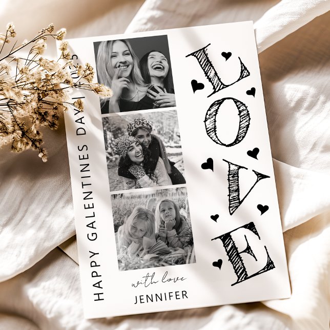 Modern Love 3 Foto Galentines Day-kort Julkort (Skapare uppladdad)