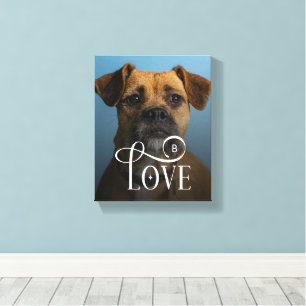 Modern Love Anpassad Boxer Hund Djur Foto Monogram Canvastryck