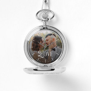 Modern Love Anpassad Bröllopsfoto Par Monogram Armbandsur