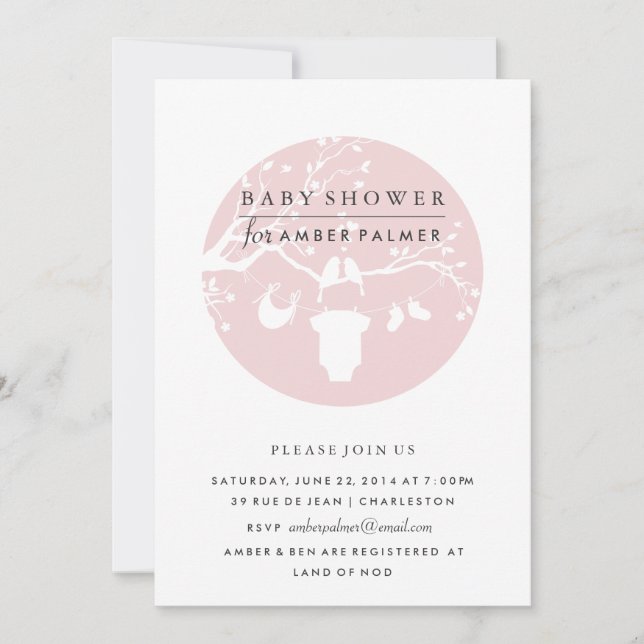 Modern Love Birds Baby Shower Inbjudan (Framsida)