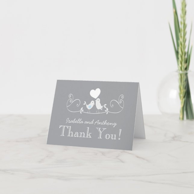 Modern Love birds Baby Shower Tackkort Card (Framsida)