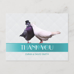 Modern Love birds Blue Ribbon Tack Vykort