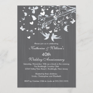 Modern Love Birds Bröllopsjubileum Inbjudan