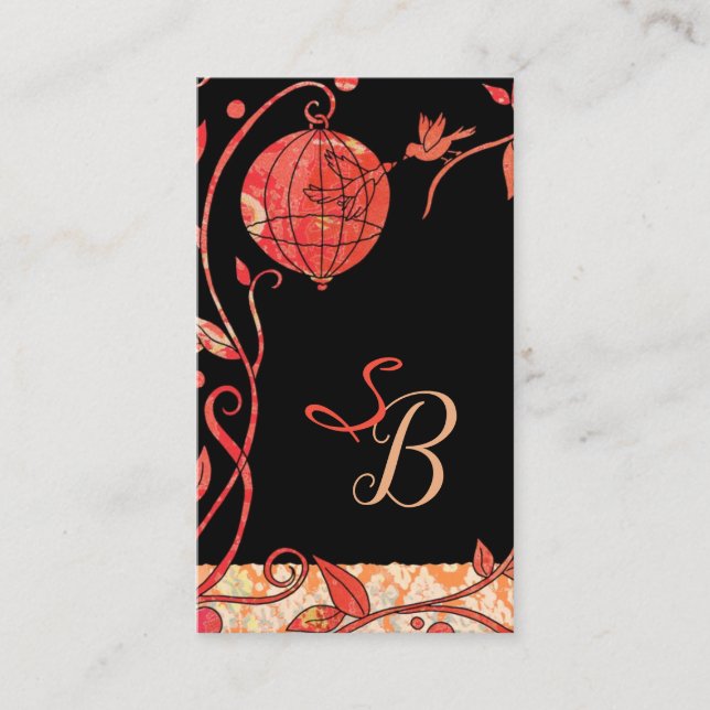 Modern Love birds Monogram Visitkort (Framsida)