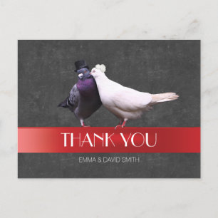 Modern Love birds Red Ribbon Chalkboard Tack Vykort