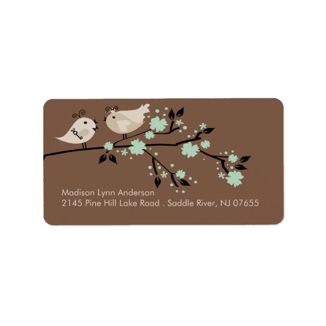 Modern Love birds Returetiketter. Adressetikett (Framsidan)