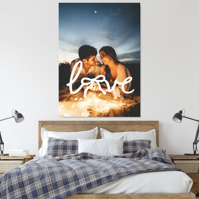 Modern Love Bow Typography Par Custom Foto Kan Canvastryck (Insitu (sovrum))