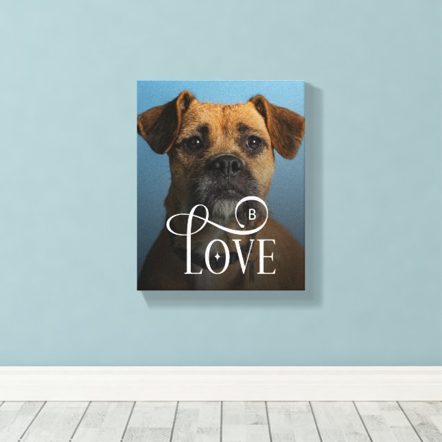 Modern Love Custom Boxer Dog Pets Photo Monogram Canvastryck (Insitu (trägolv))