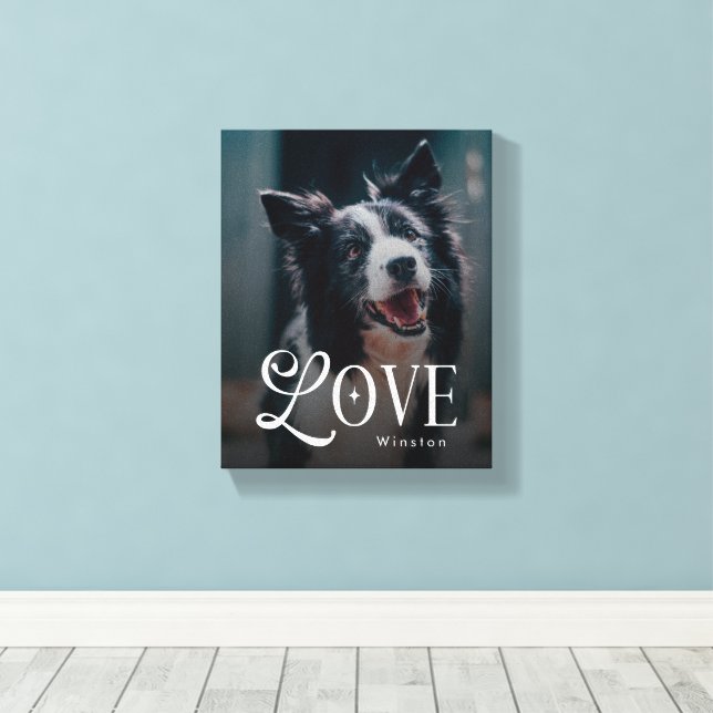 Modern Love Custom Dog Pets Photo Monogram Canvastryck (Insitu (trägolv))