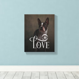 Modern Love Custom Dog Pets Photo Monogram Canvastryck