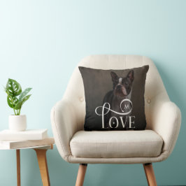 Modern Love Custom Dog Pets Photo Monogram Kudde