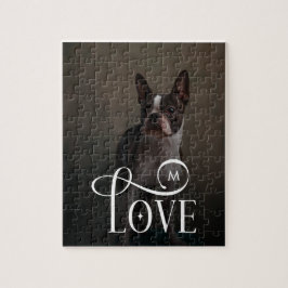 Modern Love Custom Dog Pets Photo Monogram Pussel