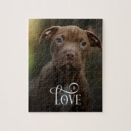 Modern Love Custom Dog Pets Photo Monogram Pussel