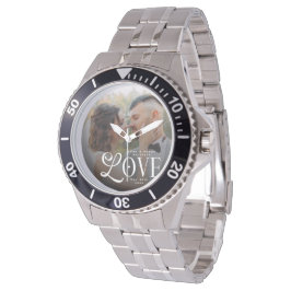 Modern Love Custom Wedding Photo Couples Monogram Armbandsur