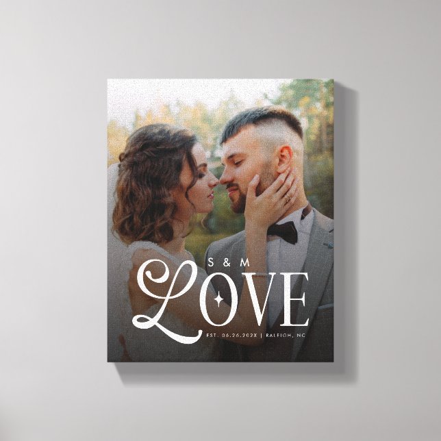 Modern Love Custom Wedding Photo Couples Monogram Canvastryck (Framsida)