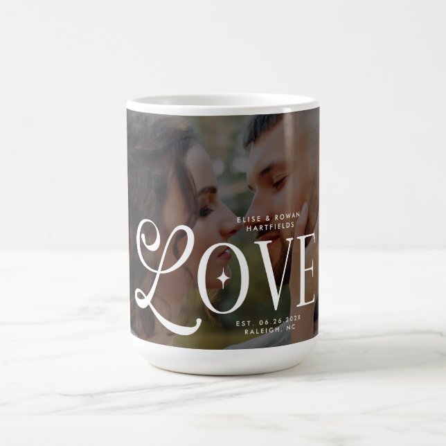 Modern Love Custom Wedding Photo Couples Monogram Kaffemugg (Center)