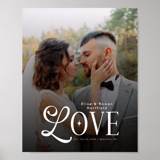 Modern Love Custom Wedding Photo Couples Monogram Poster (Framsidan)