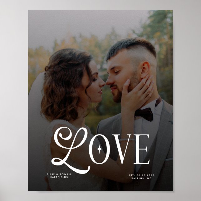Modern Love Custom Wedding Photo Couples Monogram Poster (Framsidan)